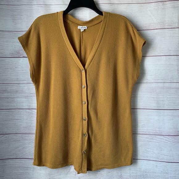 Eyeshadow Golden Yellow Cardigan Knit Sweater Button Up Size Small - Picture 2 of 14